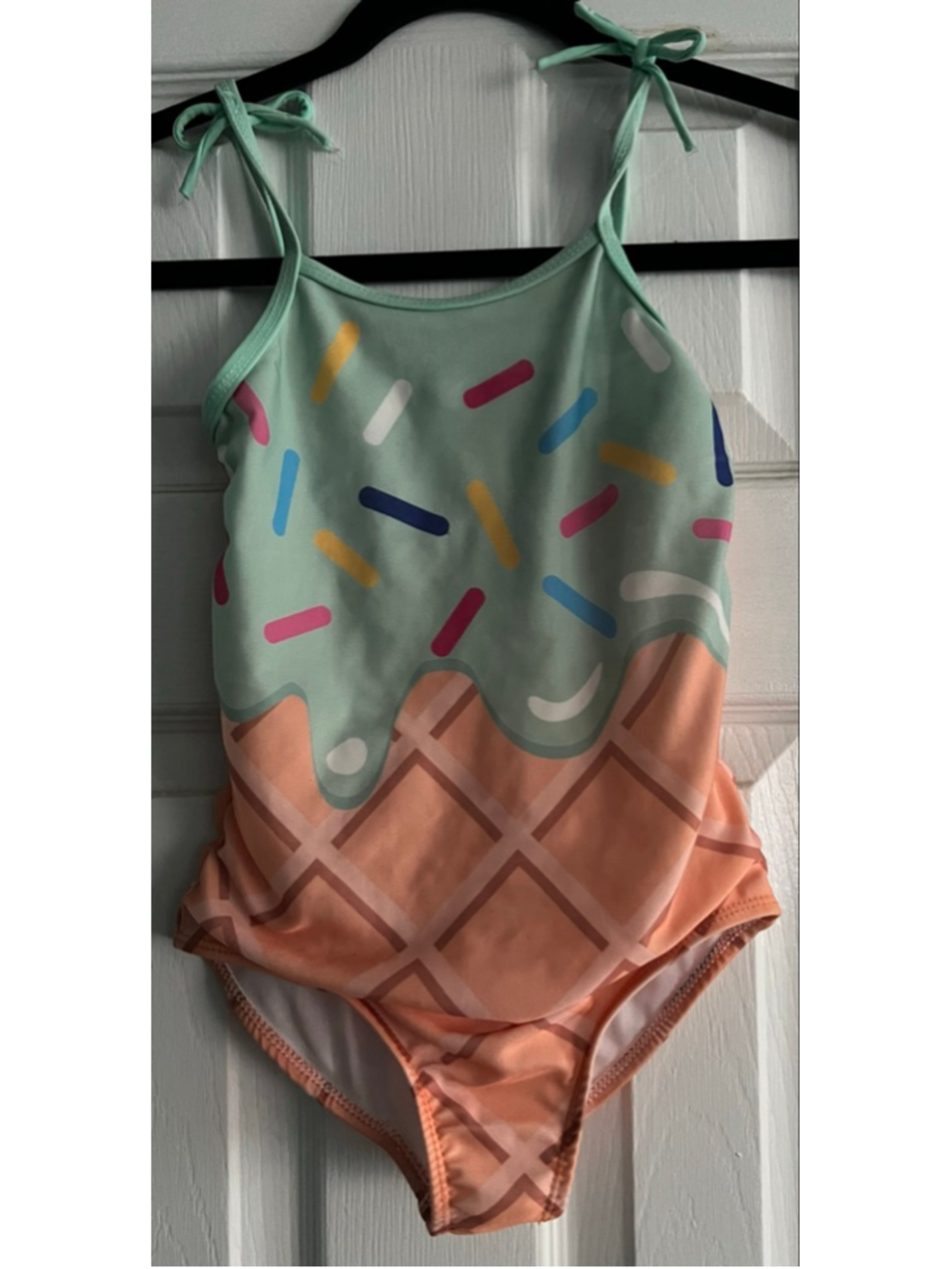 Girls Sunshine Swing One Piece Swimsuit Size 6 Green Orange Ice Cream